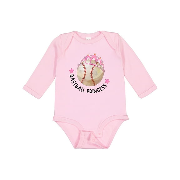 Inktastic Baseball Princess Tiara Girls Long Sleeve Baby Bodysuit