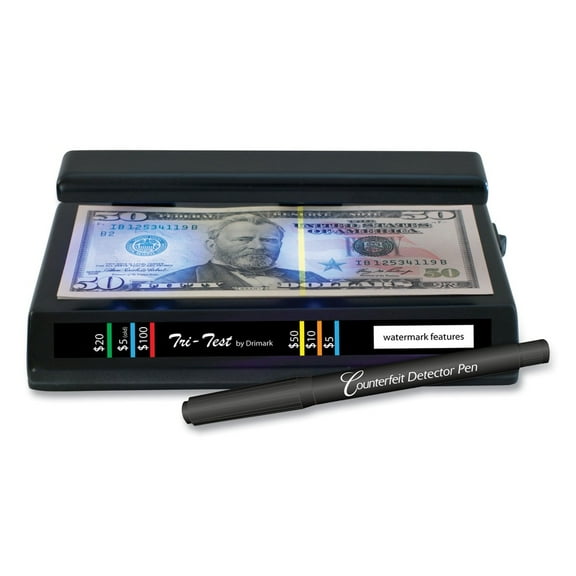 Dri-Mark 351TRI Tri Test 7 x 4 x 2.5 Counterfeit Bill Detector with Pen - Black