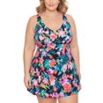 thumbnail image 1 of Swim Solutions Plus Tummy-Control Swimdress, Multicolor, 18W, 1 of 2