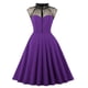 thumbnail image 1 of Puntoco Vestido De Manga Corta Retro Con Empalme De Malla Para Mujer Vestido De Cuello Redondo De Manga Corta Púrpura Xl,Regalos Para Mujer Joven, 1 of 3