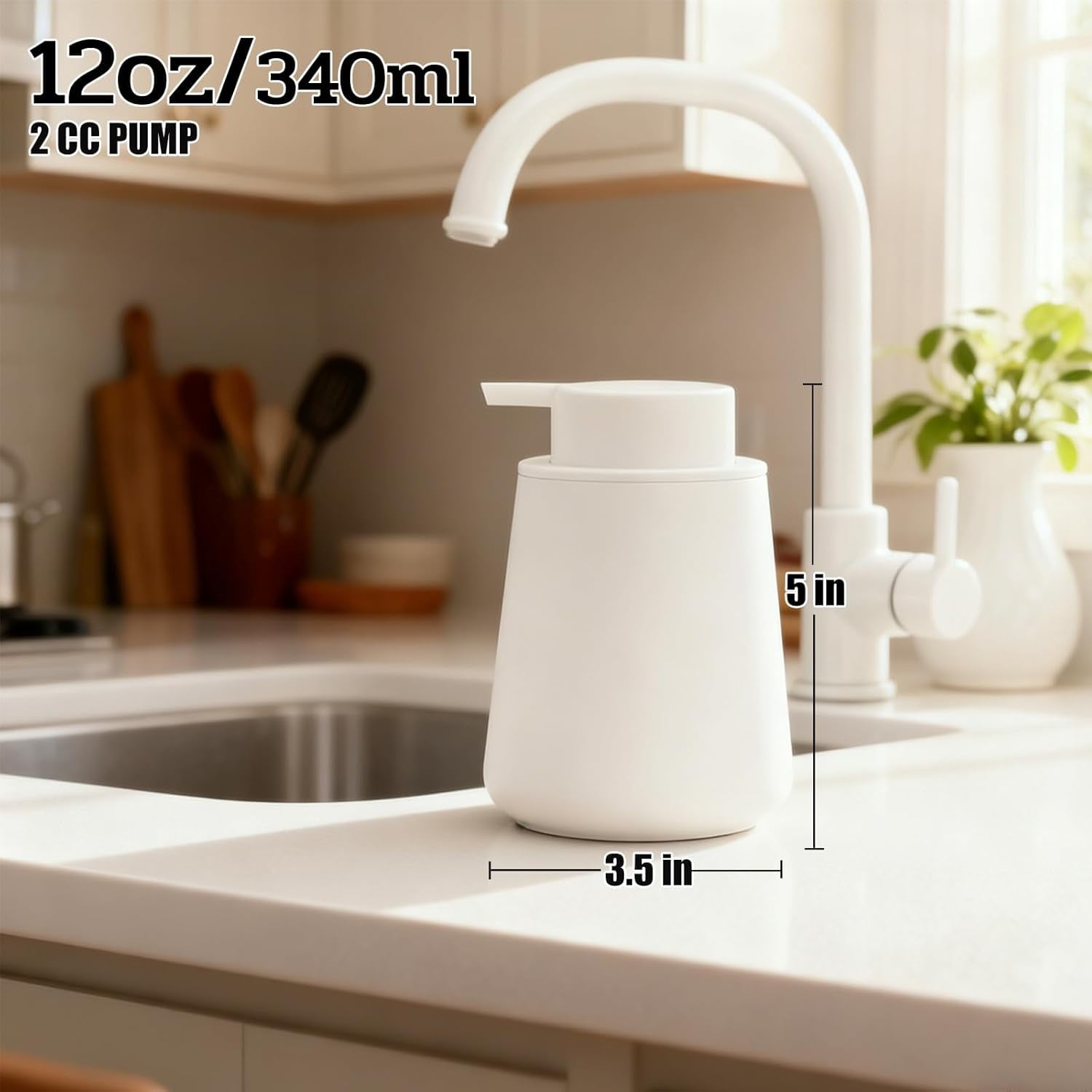 ABCISI Ceramic Foaming Soap Dispenser, 12 Oz Foam Hand Soap Dispenser for Bathroom, Face Wash Dispenser Bottle with Foaming Pump, Refillable Lotion Dish Soap Foam Dispenser for Kitchen, Matte White