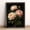 Peony, variant on 12x16in Framed White Daisy Floral Still Life Wood Print, Vintage Black Background Wall Art for Bedroom Living Room Home Decor