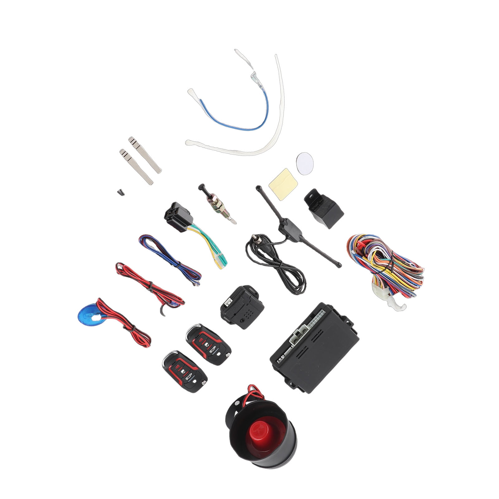 Universal 12V Car Keyless Entry System Anti-Theft Security Alarm Remote Start Kit with Dual Intelligent Remotes and Shock Sensor