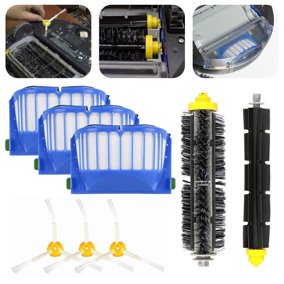 High-Performance Replacement Parts Kit for iRobot Roomba 600 Series – Vacuum Filter, Brush, and Cleaner