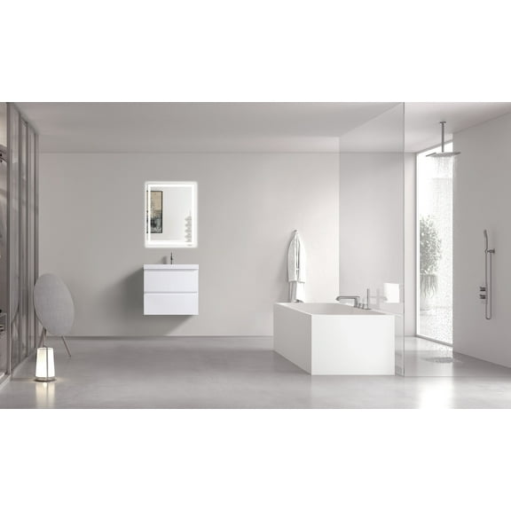 VSA 24" Freestanding Bath Vanity in White with White countertop
