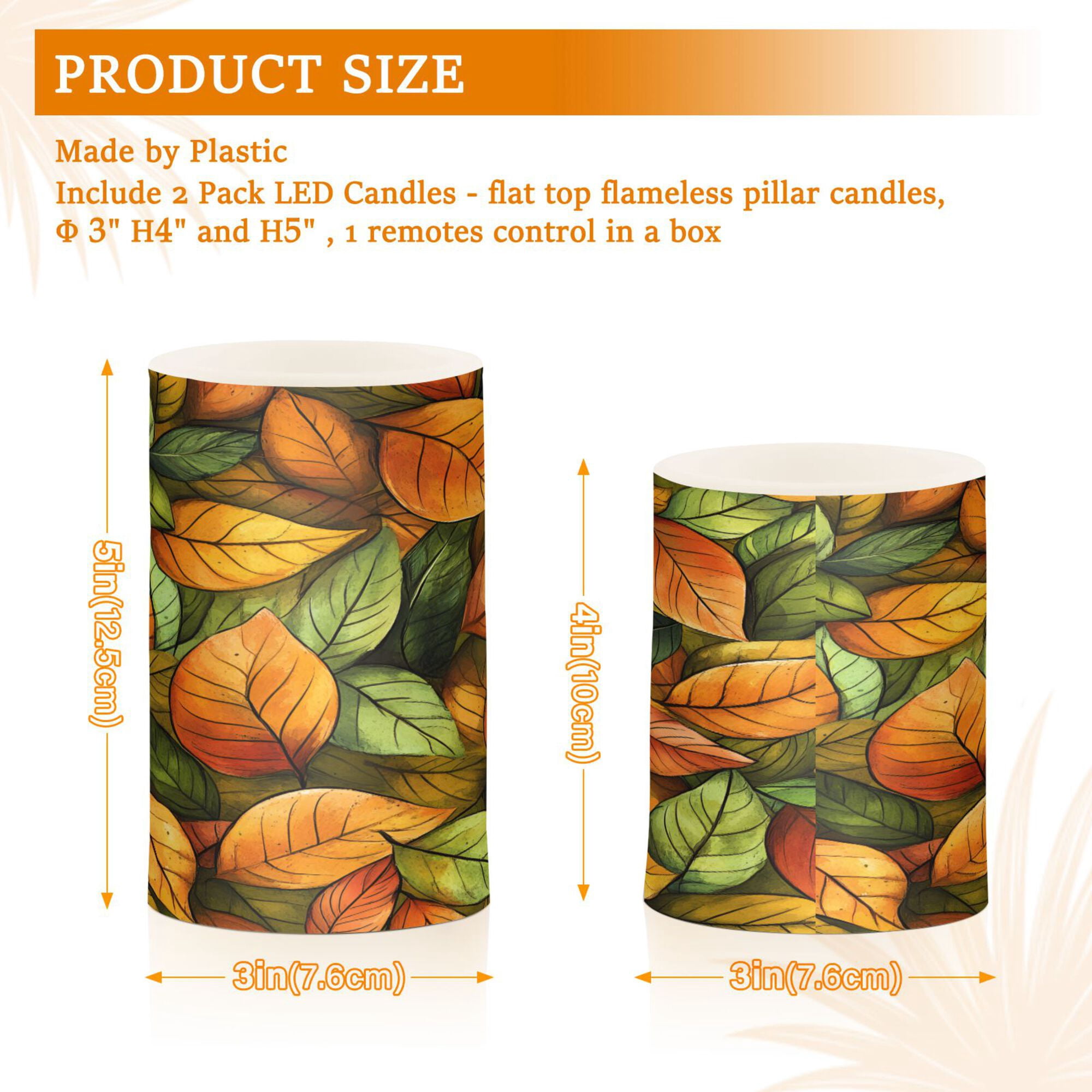 Yayeee Flameless Candles with Remote Flickering Battery Operated Multi Color Changing, Green Retro Leaves