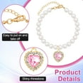 thumbnail image 4 of XiaoEn 2pcs Cat Dog Pearl Collar, Small Heart Shape Rhinestone Pet Necklace, Adjustable Wedding Party Pet Jewelry Accessories for Puppy Small Cats-kitten, 4 of 7
