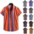 thumbnail image 1 of Chemise de plage pour hommes printemps et été chemise hawa?enne descontractée à rayures à manches courtes et à fleurs taille L ShuxiuWang 8390613646316, 1 of 1