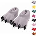 thumbnail image 2 of Children Cute Animal Paw Slippers Soft Fuzzy Plush Closed Toe Indoor Slippers Stable Sole Funny Cosplay Footwear For Autumn Winter Daily Bedroom Use Gray, 2 of 9
