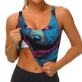 thumbnail image 3 of Balery Neon Cyberpunk Blue Bear Sujetadores deportivos con espalda cruzada para mujer, acolchados, sin costuras, de alto impacto, ideales para yoga, gimnasio, entrenamiento y fitness.-, 3 of 8