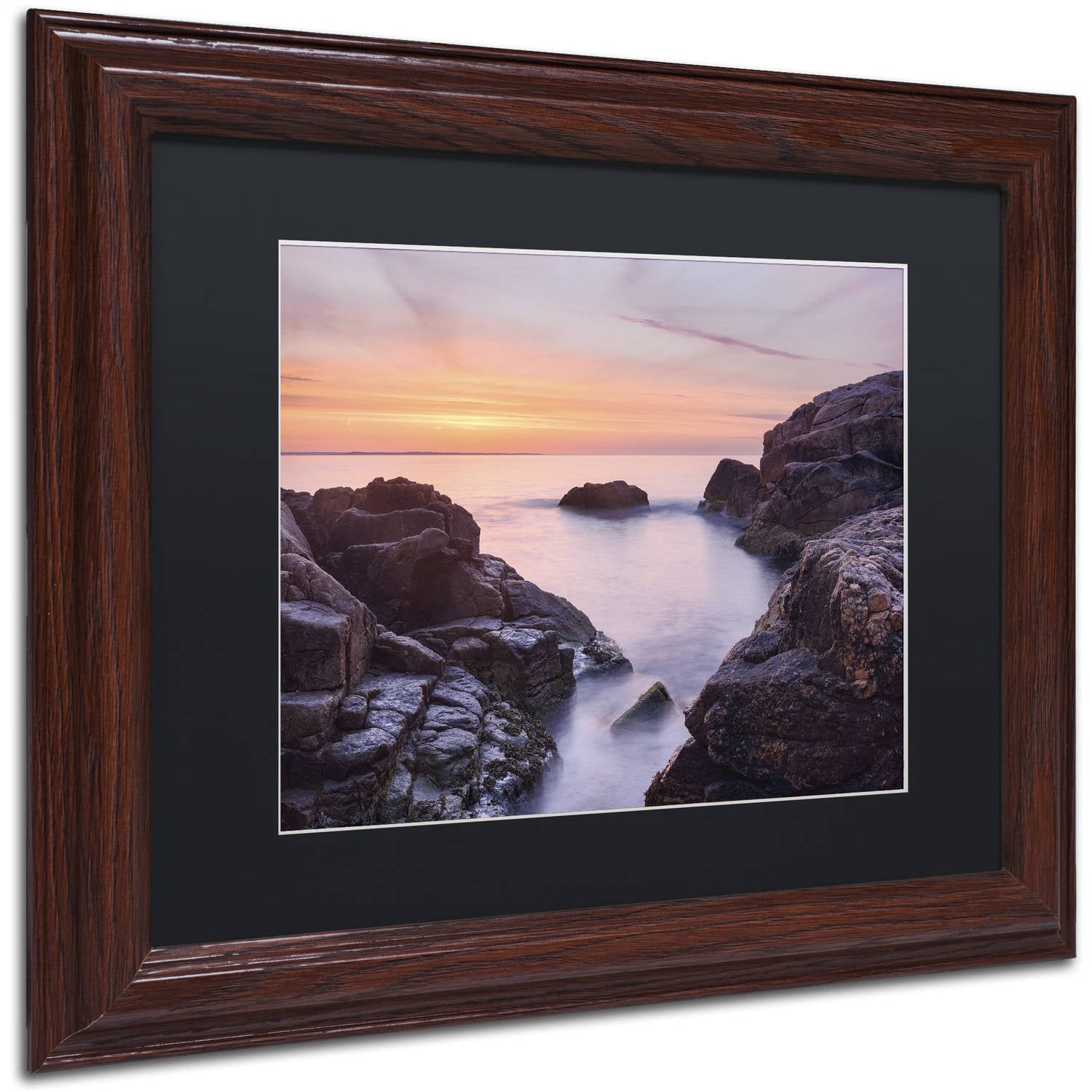 Trademark Fine Art "Between Rocks" Canvas Art by Michael Blanchette Photography Black Matte, Wood Frame