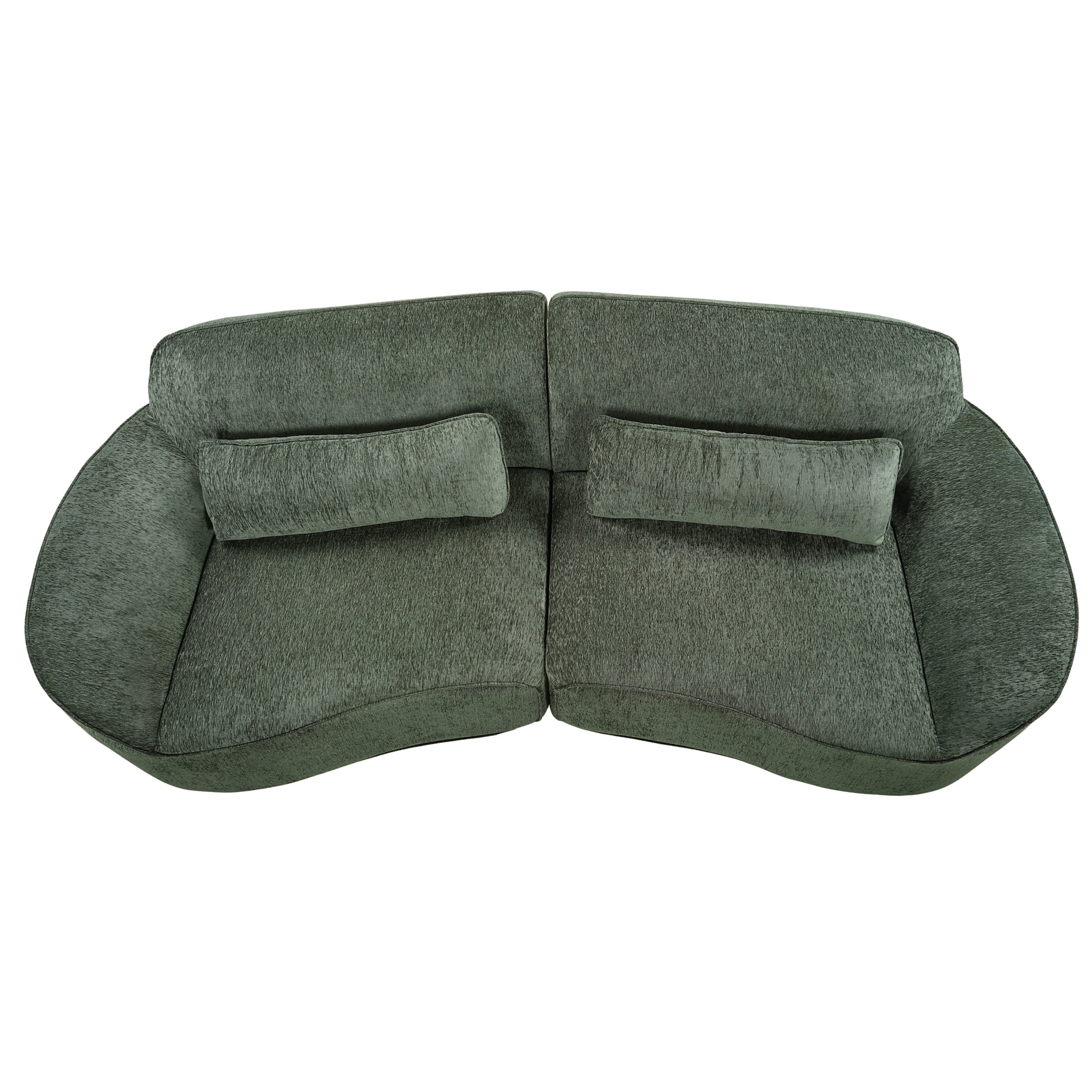 Christopher Knight Home 95" Modern Upholstered Curved Compressed Sectional Sofa with Pillows, Green