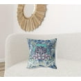 thumbnail image 4 of 20â€ Blue Aqua Flower Bloom Suede Throw Pillow, 4 of 5