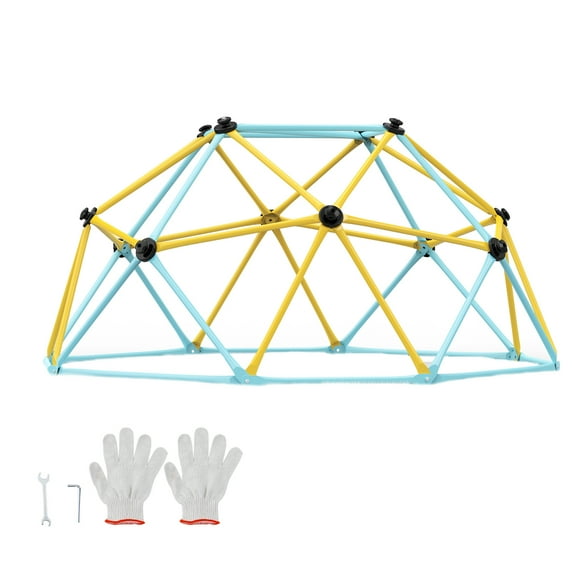 VEVOR Dôme d'Escalade, Grimpeur en Dôme de 6 Pi pour Enfants de 3 à 10 Ans, Équipement de Jeu Extérieur, Supporte jusqu'à 600 Lb, Gymnase de Jungle, Antirouille, Assemblage Facile, Jaune+bleu Pâle