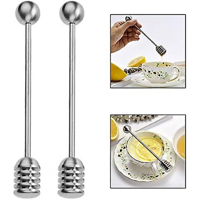 2 cucharas de acero inoxidable 304 para miel, cuchara para servir jarabe, cuchara agitadora, mango recto para tarros de olla