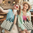 thumbnail image 5 of Canvas Tote Bag for Women with Compartments, Large Black Polka Dot Teacher Student Shoulder Bag Nurse Purses Crossbody Bags Work Laptop Book Bag Satchels Handbags, 5 of 6