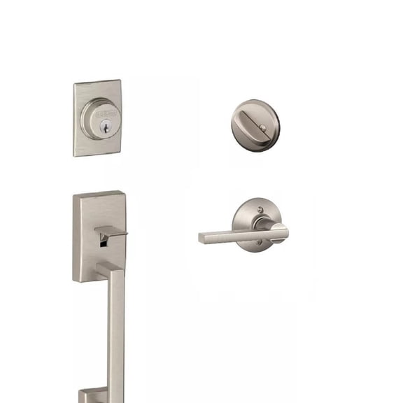 Schlage F60CEN619LAT Century Active Door Handleset with Latitude Interior, Satin Nickel