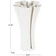 thumbnail image 3 of DecMode 15" Abstract Ribbed Dimensional Folded White Ceramic Vase with Curvy Rim, 3 of 9