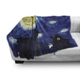 thumbnail image 3 of Moon Soft Flannel Fleece Throw Blanket, Hand Drawn Composition with Country Houses and Full Moon Motifs, Cozy Plush for Indoor and Outdoor Use, 70" x 90", Dark Blue Black Yellow, by Ambesonne, 3 of 6