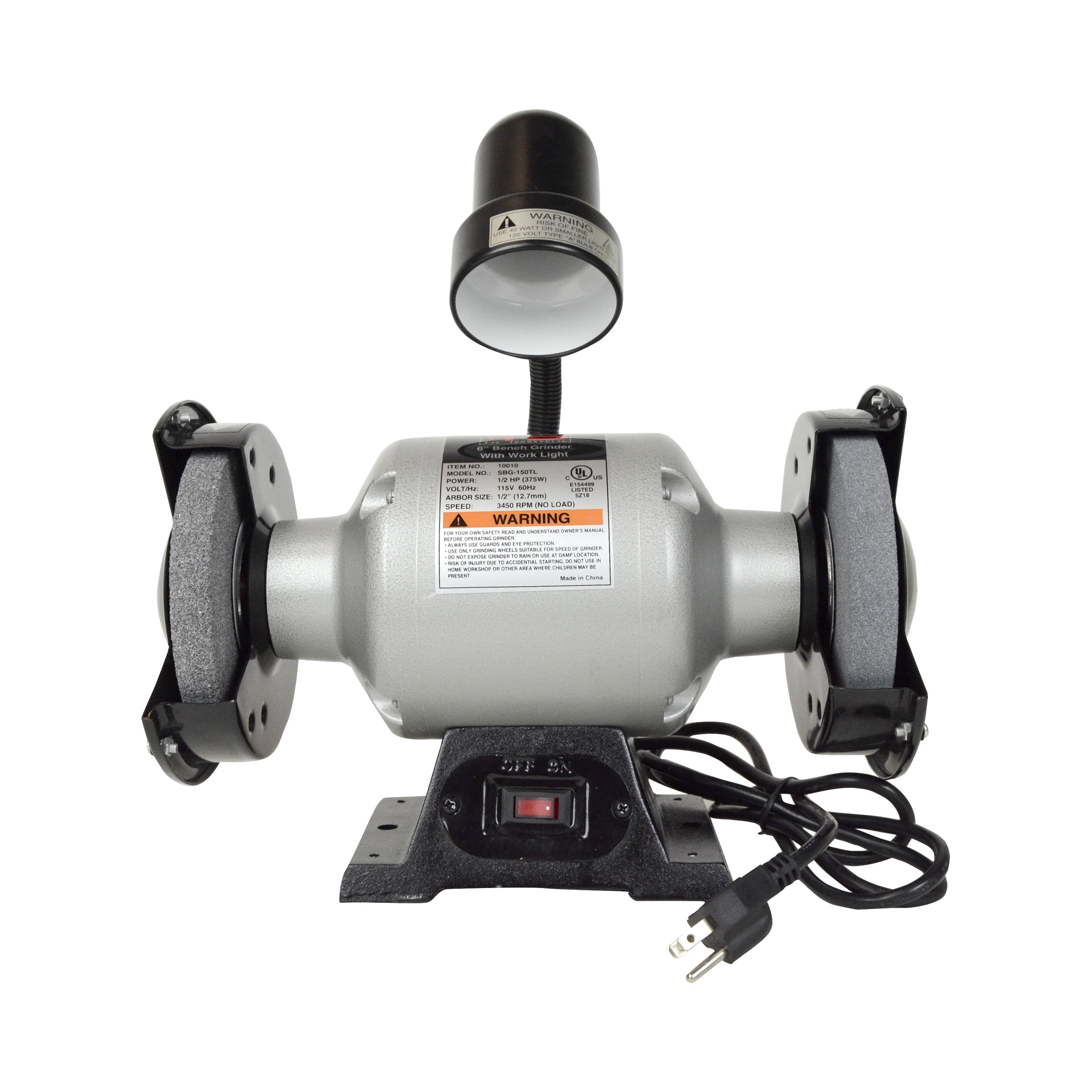 TJL Industrial 10010 6in Bench Grinder with Light