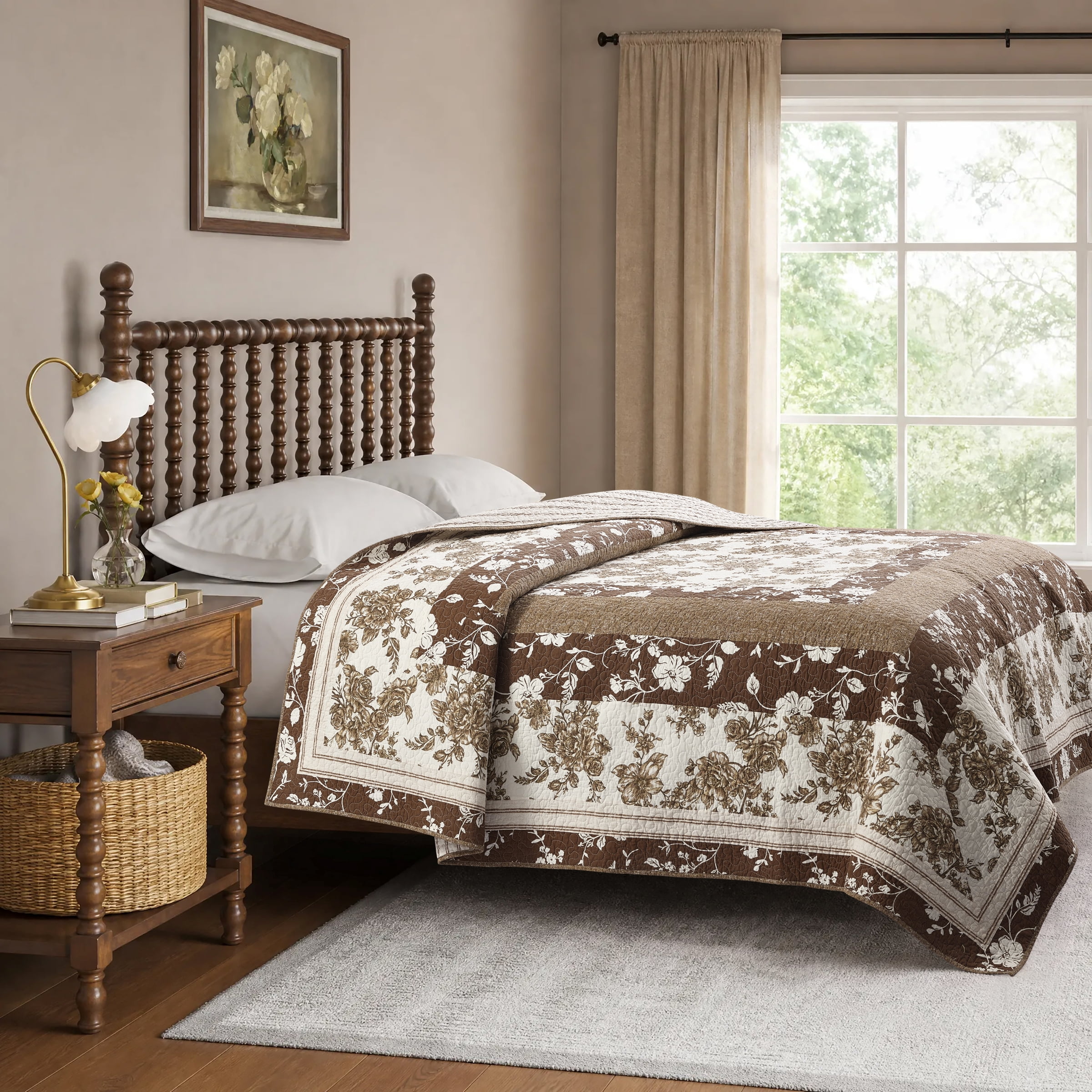 The Pioneer Woman Avery Cotton Patchwork Quilt, King, Tibet Brown Bedding