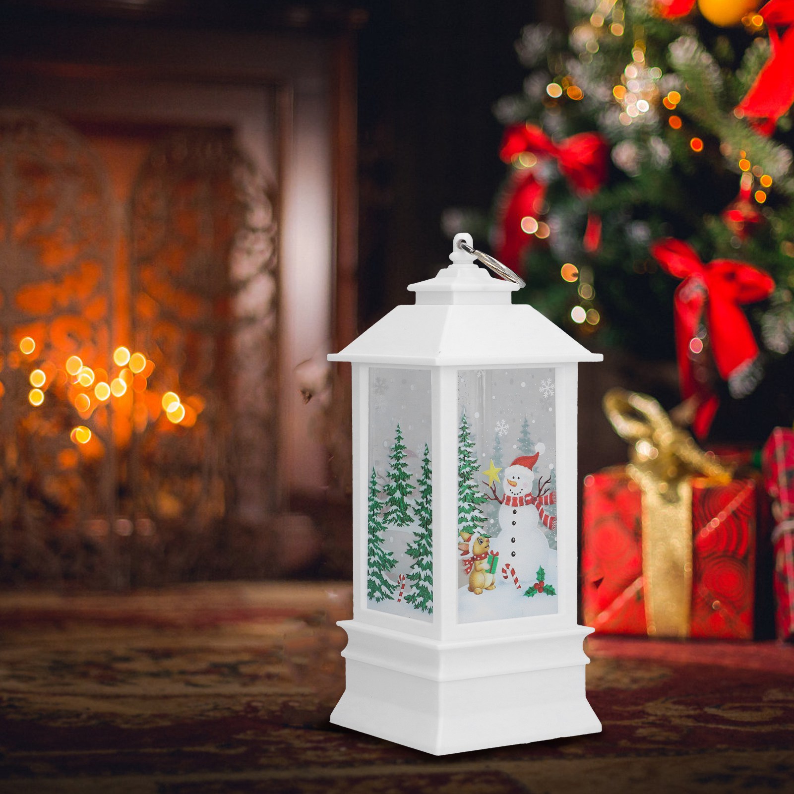 3 Lanternes De Noël LED Avec Neige – Décoration Festive, Piles Incluses, Sans Flamme