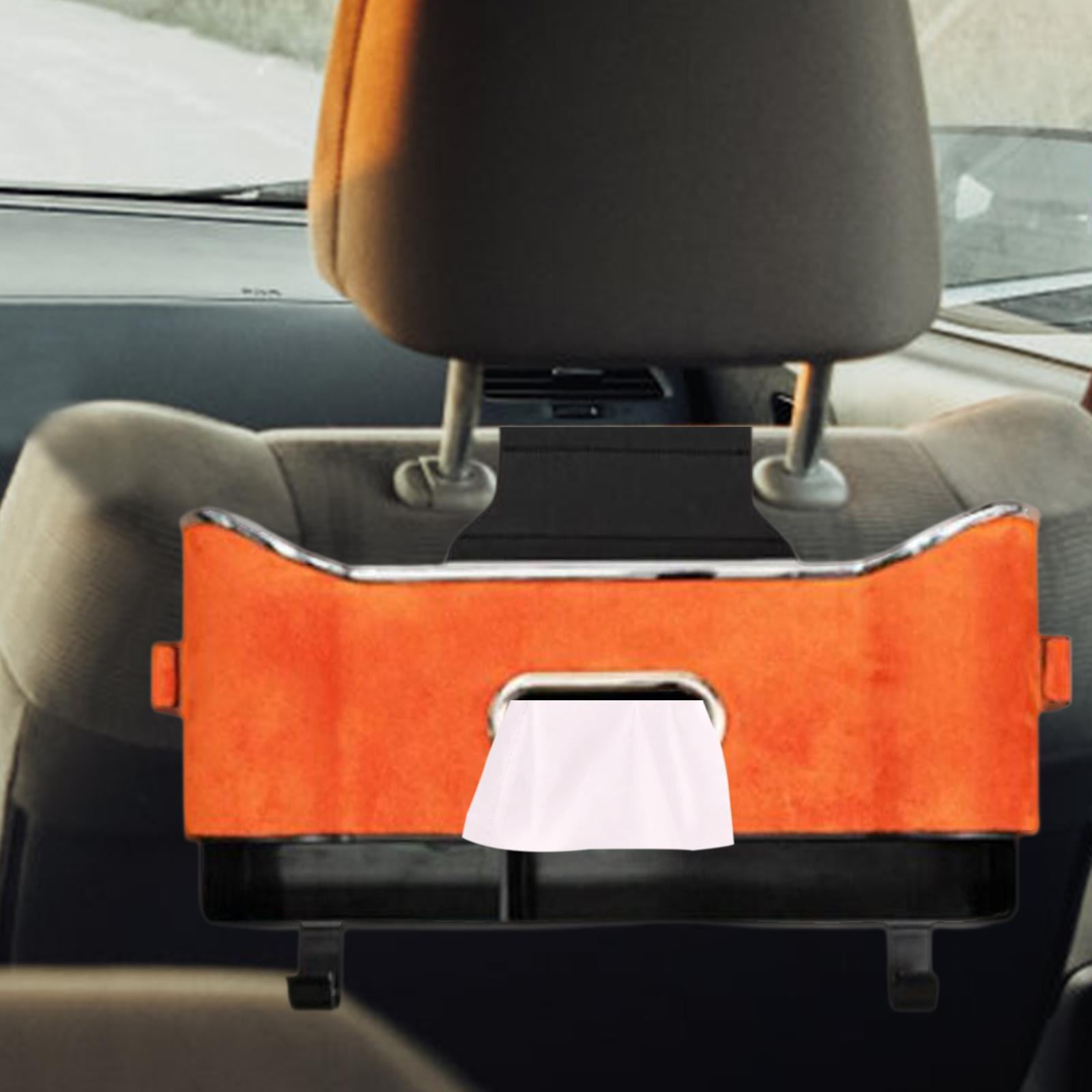 Tongina Car Rear Seat Storage Box Cup Holder Sturdy 13.3x3x6.6inch Car Travel Accessories Versatile for Kids Adults Tissue Box Cover Orange
