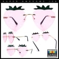 thumbnail image 3 of Womens Funky Strawberry Heart Shape Rimless Lolita Metal Frame Sunglasses Gold - Pink, 3 of 8