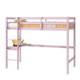 thumbnail image 2 of Noble House Twin High Loft Bed, Rubber Wood Frame with Safety Guardrails, Built-In Desk and Ladder, Pink, 2 of 11