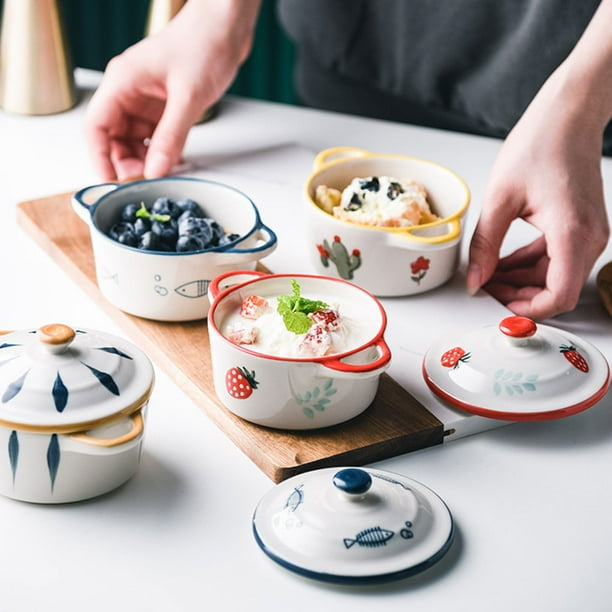 ZheElen Contemporary Ceramic Bowls Set For Modern Kitchens Ceramic Souffle Baking Bowls Steam Soup Bowl Bubble Fish