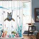 thumbnail image 5 of Juego de cortina de ducha de gato divertido Teal Blue Sea Ocean tela impermeable, 5 of 5