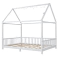 thumbnail image 4 of Euroco Wood Full Size House Canopy Bed, Platform Bed with LED Light, 4 of 9
