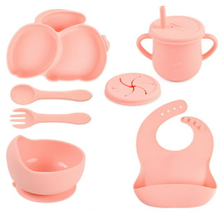 BrushinBella Baby Feeding Set - Collapsible Feeding Supplies for Travel -  Food Grade Silicone Suction Baby Bowl, Baby Plate, Baby Bib, Baby Spoons