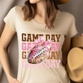 thumbnail image 4 of Pink Game Day Shirt | Sparkly Football Bow Graphic Tee for Women, Gold, Size XL, 4 of 6