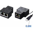 thumbnail image 4 of HAHDAXIA Adaptateur Répartiteur de Réseau RJ45, 1 vers 2 Ports Doubles Femelle USB vers RJ45 avec Câble d'Alimentation USB Interface LAN Prise Ethernet Connecteur Rallonge 8P8C Passer en Ligne Simultanément pour Cat6,, 4 of 6