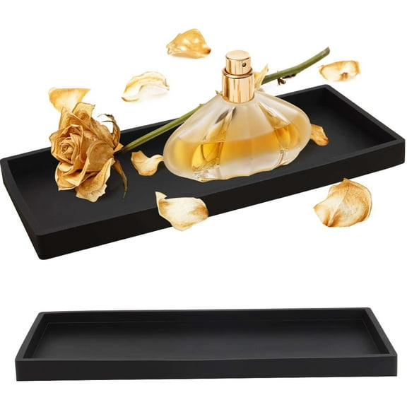 Deago Countertop and Vanity Tray - 12" Shatterproof Bathroom Tray, Flexible Silicone Soap Tray for Kitchen, Toilet Tank Tray, Bathroom Trays for Counter, Perfume Candle Key Valet Tray