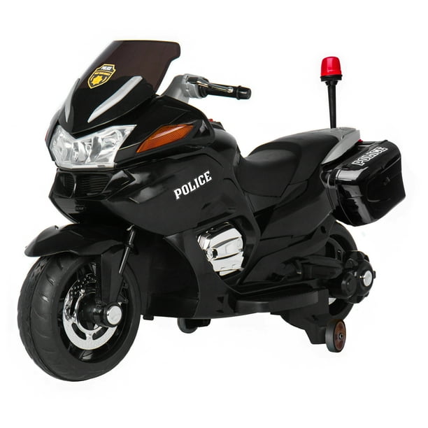 Kids Police Ride On Motorcycle Electric Toy with Training Wheels, Siren