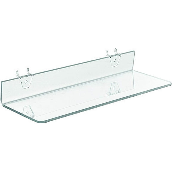 Azar Displays 556016 Clear Acrylic Shelf for Pegboard or Slatwall (4 Pack), 16" W x 4"D