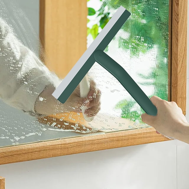 Glass Scraper Tool Window Wiper Efficient Cleaning Smooth for Kitchen Countertops Mirrors Surfaces, Green