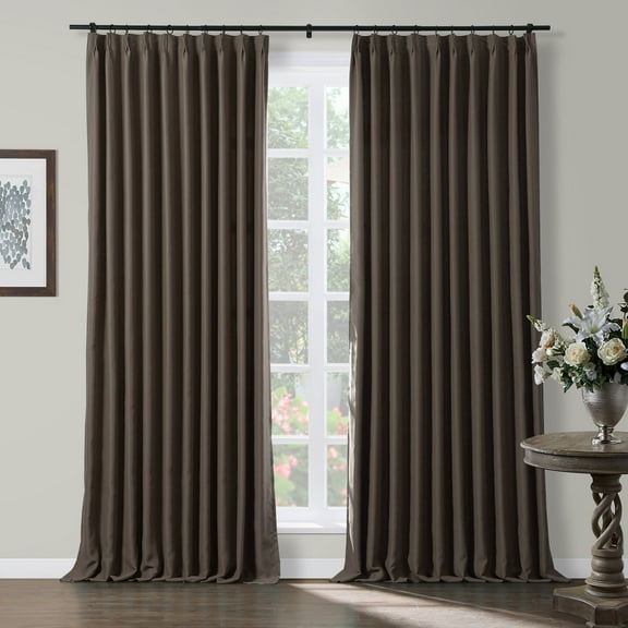 TWOPAGES Blackout Drape Pinch Pleat Window Treatment Curtain for Living Room, 1 Panel, 52"x96", Chocolate