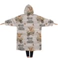 thumbnail image 2 of Oversized Wearable Blanket Hoodie,Beige Highland Cow Flower Cart Pattern Sherpa Blanket Hoodie with Super Pockets,Super Warm Fuzzy Pullover for Women & Men, 2 of 6