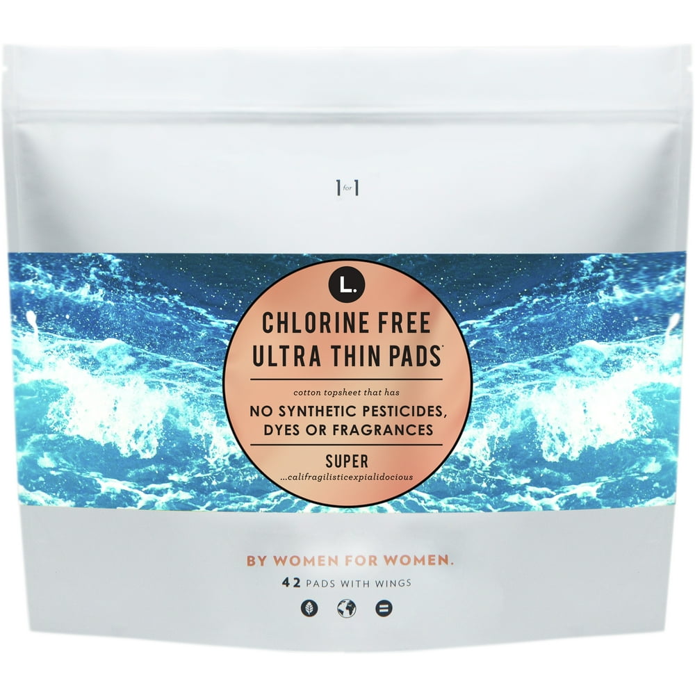 L. Chlorine Free Ultra Thin Pads Super Absorbency, Organic Cotton, 42