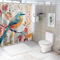 thumbnail image 6 of COMIO Tropical Tree Flowers Hibiscus Blooming Strelitzia Palm Leaves Parrot Ara Shower Curtain White, 6 of 6