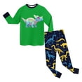 thumbnail image 5 of Linfrsh Boys Pajamas Size 10-12 Soft Pajamas for Boys Dinosaur Cotton Long Sleeve & Pants 2-Piece PJ Set Kid Sleepwear(Green,8-9 Years), 5 of 5