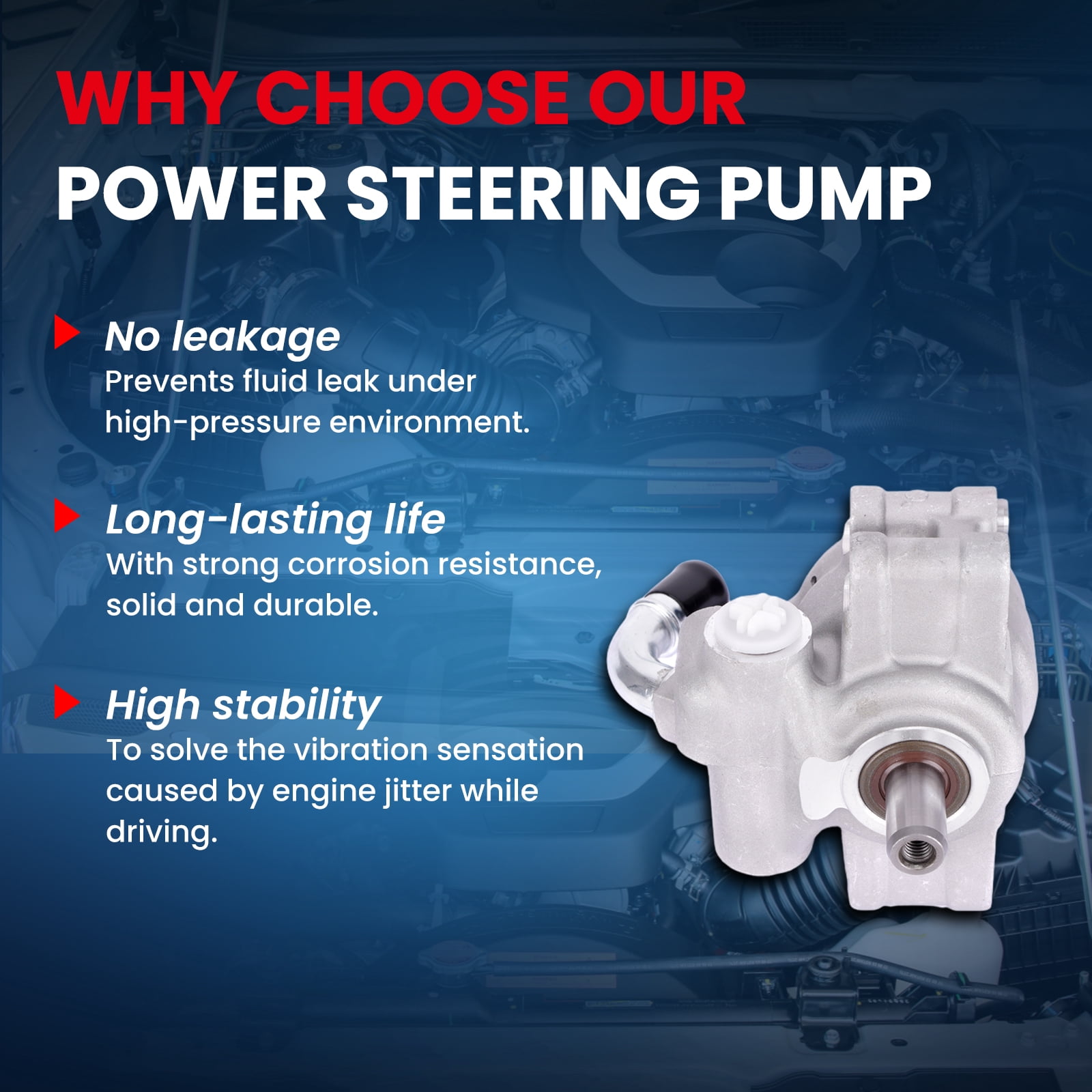 MOCA AUTOPARTS Power Steering Pump Fit for 2005-2007 Ford F-250 F-350 F-450 F-550 Super Duty 5.4L 6.0L 6.8L & 2004-2005 Ford Excursion 5.4L 6.0L 6.8L
