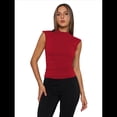 thumbnail image 3 of Tops Cortos Sin Mangas para Mujer, Camisetas Sin Mangas Fruncidas con Cuello Alto, Camisetas para Salir Y2K, Camisetas Ajustadas Lisas. Rojo L, 3 of 7