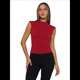 thumbnail image 3 of Tops Cortos Sin Mangas para Mujer, Camisetas Sin Mangas Fruncidas con Cuello Alto, Camisetas para Salir Y2K, Camisetas Ajustadas Lisas. Rojo L, 3 of 7