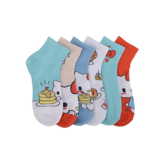 Hello Kitty Girls 6-pack Ankle Socks, Sizes S-L