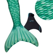 Fin Fun Mermaidens - Mermaid Swimming Tails with Monofin for Kids, Kids 10 Size, Celtic Green, 2 Pcs