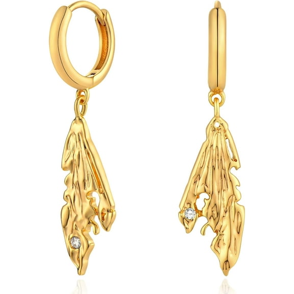 CFIOZYOS Gold Dainty Dangle Hoop Earrings for Women Small Huggie Hoop with Cubic Zirconia Cute Star Heart Butterfly 14K Gold Plated Earring Minimalist Jewelry